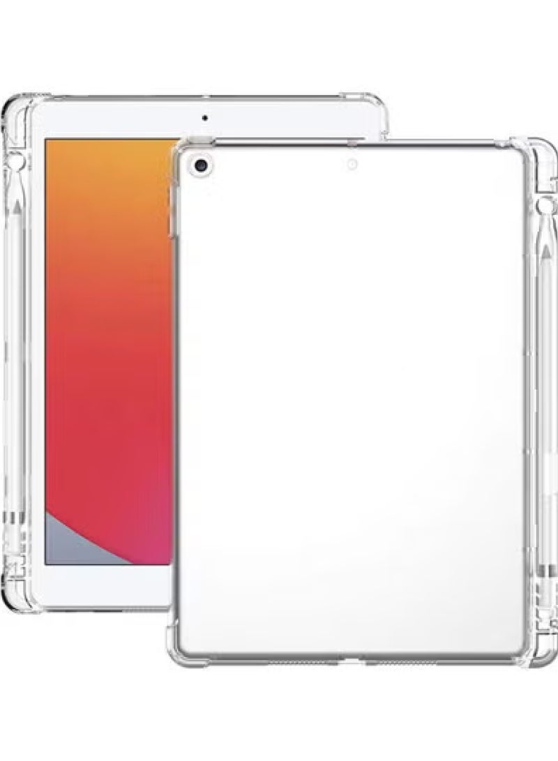 Rock Pow Case for iPad 10.2 7th/8th/9th Generation 2021/2020/2019 with Pencil Holder, Shockproof Thin Slim Transparent Flexible TPU Gel Silicon Back Cover Protective Shell Fit iPad 10.2 Inch Clear - Image 2