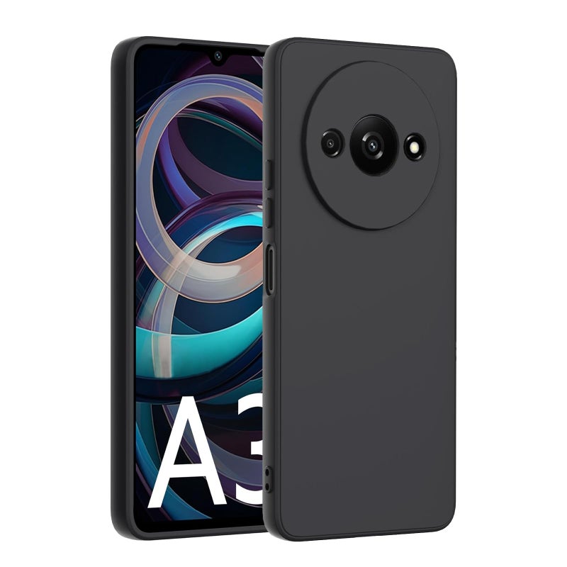 Maykela Silicone Cover Case Cover Compatible with Redmi A3 Thin with Camera Protection Soft Interior Slim Fit Flexible Phone Case for Redmi A3Black