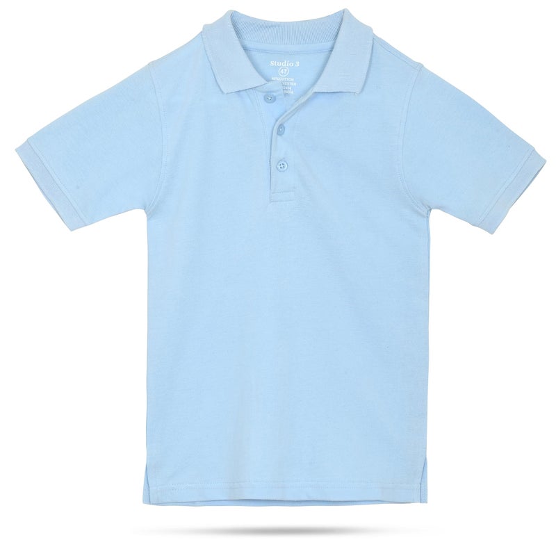 Studio 3 Boy's - 4-Pack School Uniform Short-Sleeve Pique Polo Shirts (Regular, Light Blue) - Image 2