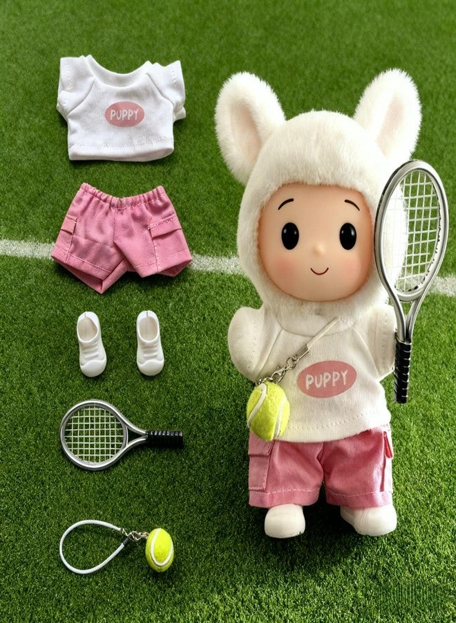 Pmuul 17cm/15cm Doll Clothes Suitable for Labubu Outfit: Fashion Clothes(Doll Not Included) (Pink Tennis Set (top+Pants+Tennis Ball+Racket+Sneakers)) - Image 1