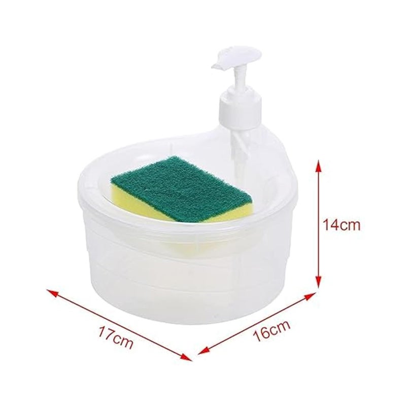 Vidruth VIDRUTH Double Layer 2 in 1 Liquid soap Dispenser for Kitchen Sink dishwash Dispenser with NonScratch Wire Dishcloth for Washing Dishes Sinks Counter Soap Dispenser 3 Wire Cloth 1000 Ml - Image 2
