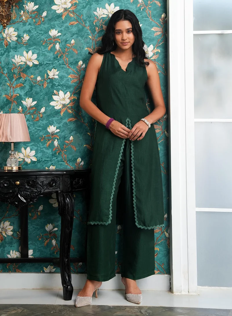 قصة Women's Emerald Green Noir Ensemble Kurta Set