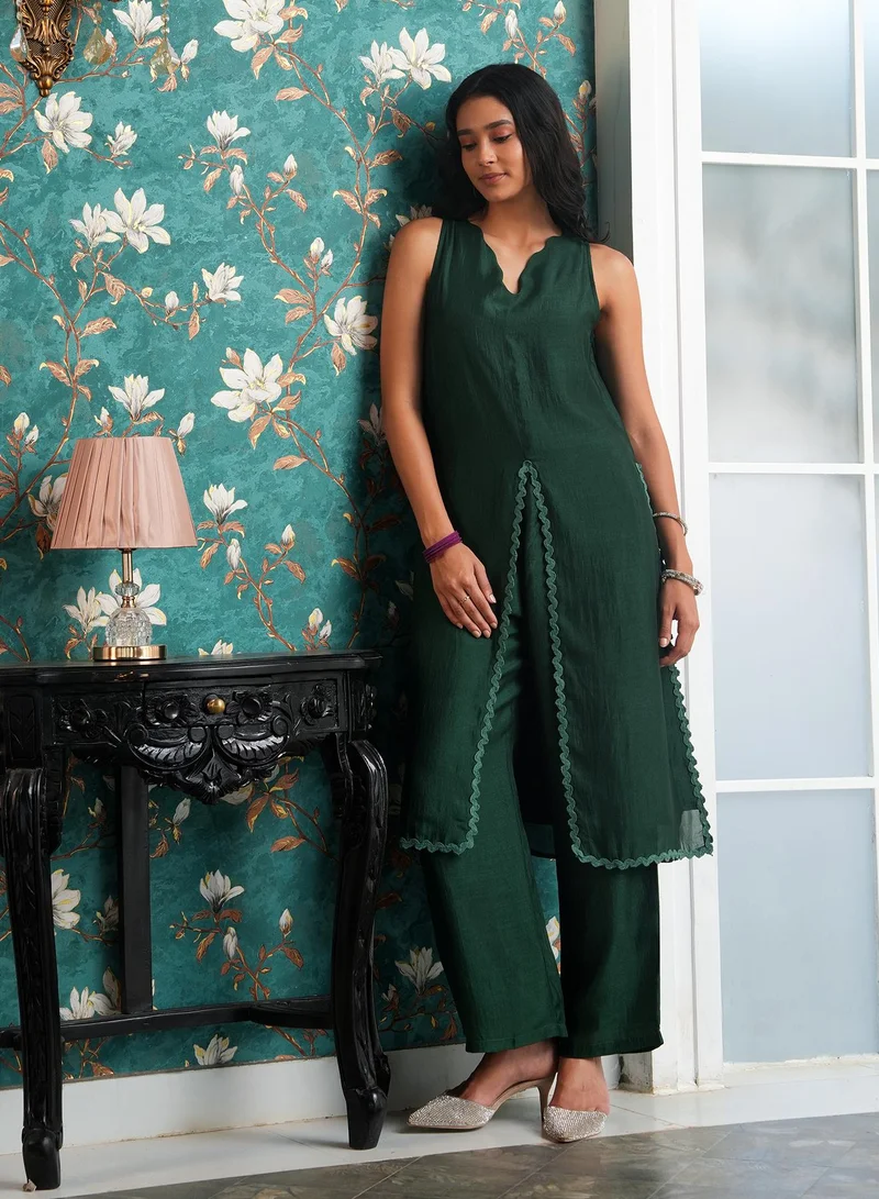  قصة Women's Emerald Green Noir Ensemble Kurta Set