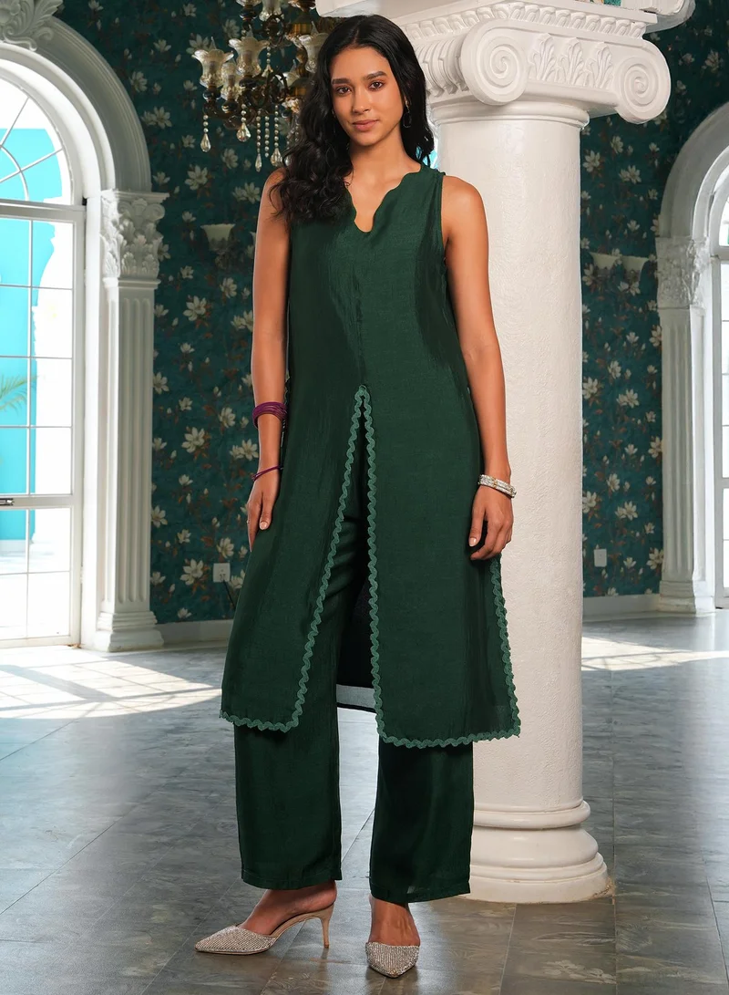  قصة Women's Emerald Green Noir Ensemble Kurta Set