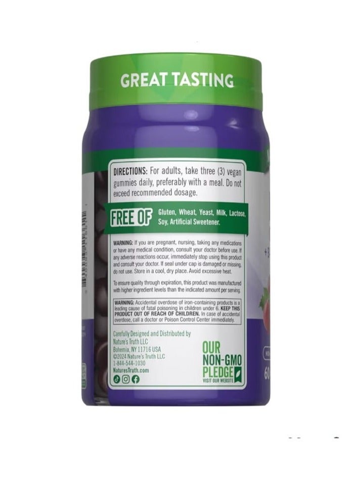 نايتشورز تروث الحديد الأساسي + فيتامينات ب علكات الزنك العنب الطبيعي 60 علكة - Image 2