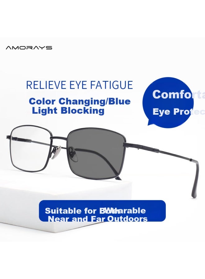 Amorays Father's Day Gift Smart Zoom Presbyopic Gl Uni Photochromic Multifocal Fishing Blue Light Blocking 350 Degree