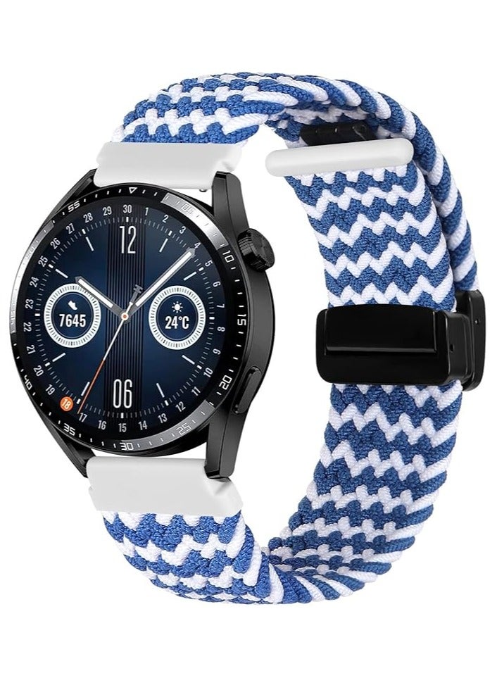 20mm Magnetic Band for Samsung Galaxy Watch 7/6/5/4/FE Band 40mm 44mm/Galaxy Watch 6/4 Classic Bands 47mm 43mm 46mm 42mm/Watch 5 pro 45mm/3 41mm/Active 2, Stretchy Braided Nylon Magnetic Sport Strap