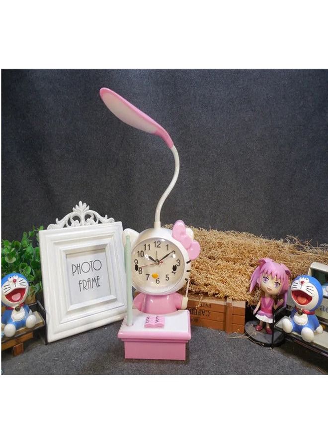 fashionhome Cute Study Table Lamp with Clock  - Image 3