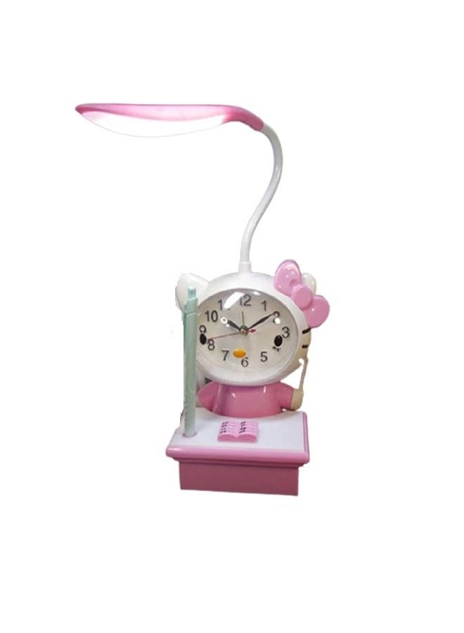 fashionhome Cute Study Table Lamp with Clock  - Image 1