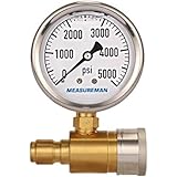 MEASUREMAN Measureman 2-1/2" Pressure Washer Pressure Gauge Kit, 3/8 Inch Quick Connect, 0-5000 PSI, Glycerin Filled  - Image 1