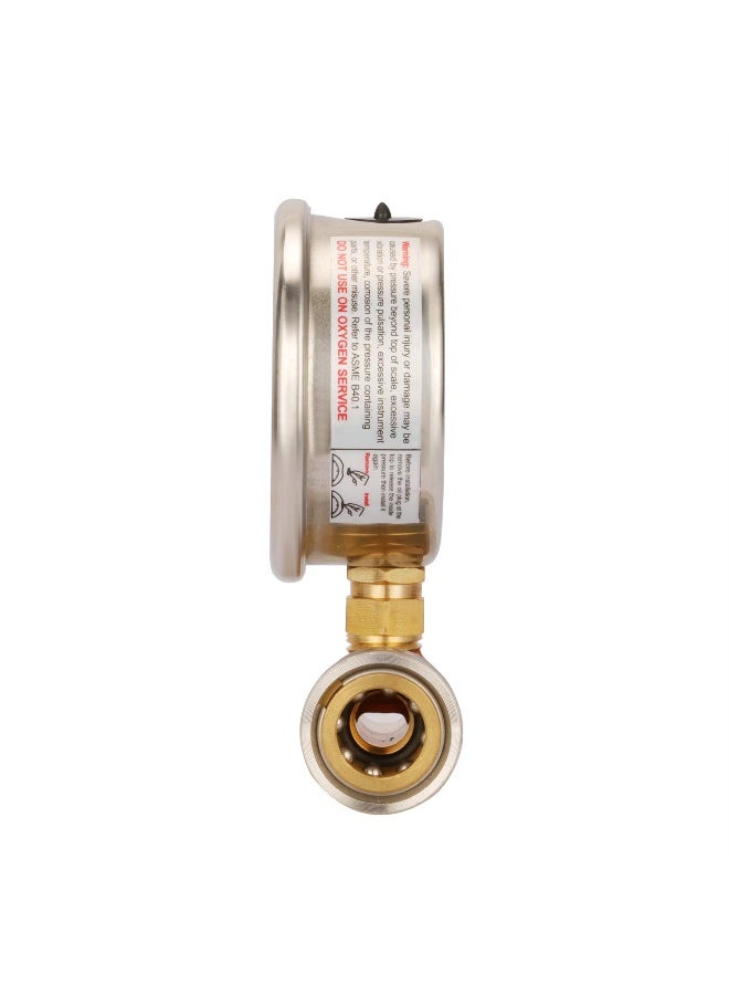 MEASUREMAN 2-1/2" Pressure Washer Pressure Gauge Kit 3/8 Inch Quick Connect 0-5000 Psi Glycerin Filled  - Image 3