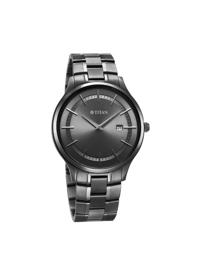 تيتان Men Analog Display Watch With Gun Stainless Steel Strap - 90142QM06