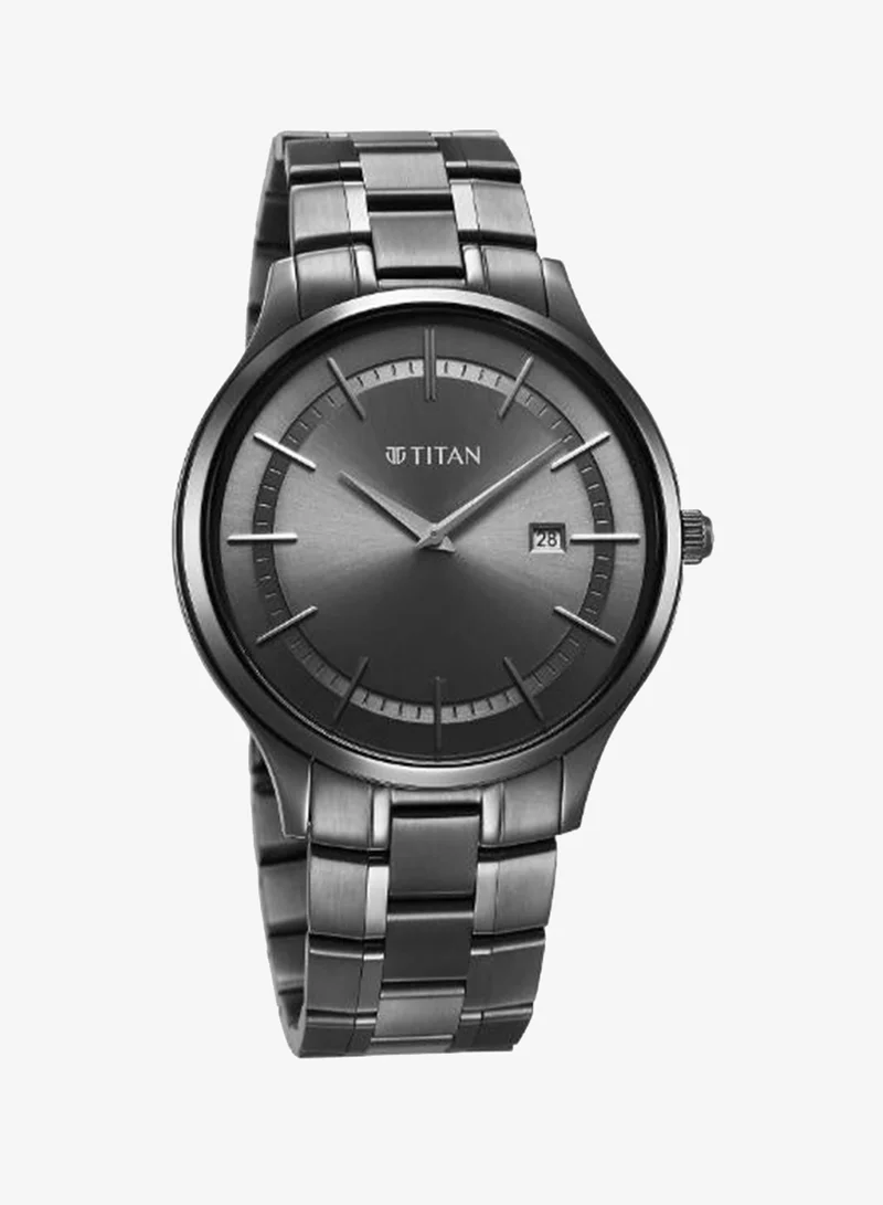 TITAN Men Analog Display Watch With Gun Stainless Steel Strap - 90142QM06