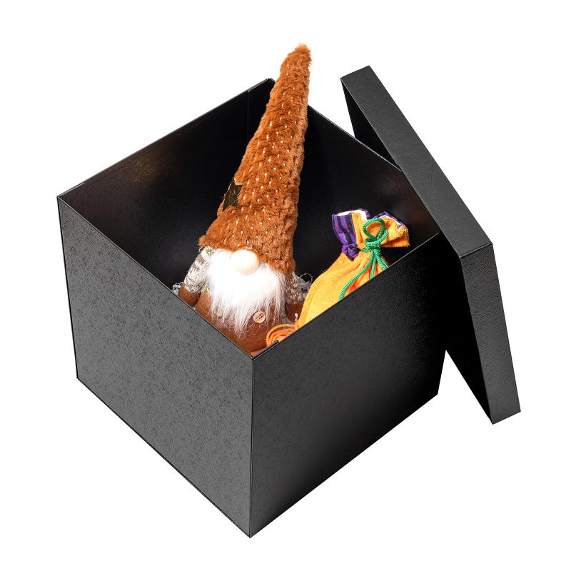Mefleet Large Gift Box with Lid for Presents 12x12x12 Inches Extra Big Deep Square Black Boxes 1 Pack for Christmas, Birthday, Valentine's Day, Mother's Day - Contains Crinkle Paper, Ribbon and Card - Image 5