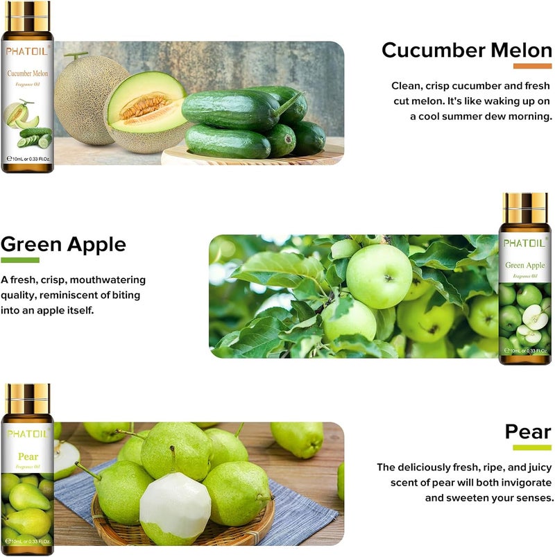 PHATOIL 9PCS Fruit Fragrance Oil Set for Soap Making and Diffusers - 10ml Each - Image 3