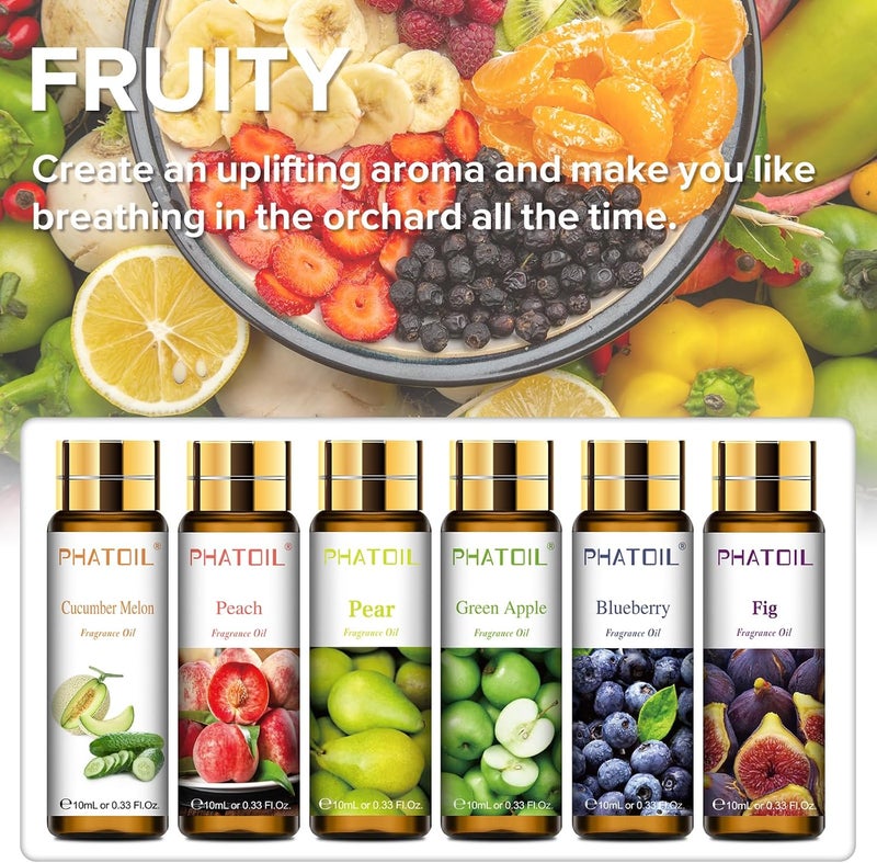 PHATOIL 9PCS Fruit Fragrance Oil Set for Soap Making and Diffusers - 10ml Each - Image 2