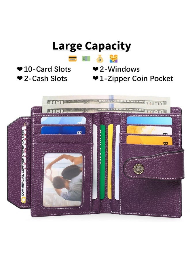 FALAN MULE - Women'S Genuine Leather Rfid Blocking Wallet, Deep Purple, 4.92 X 3.74 X 0.98 In - Image 1
