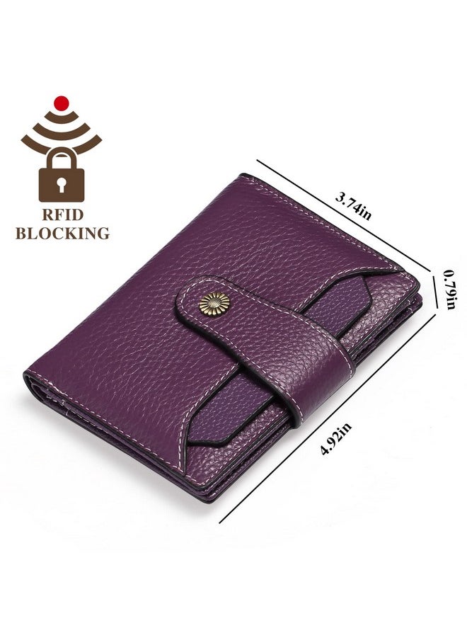 FALAN MULE - Women'S Genuine Leather Rfid Blocking Wallet, Deep Purple, 4.92 X 3.74 X 0.98 In - Image 1