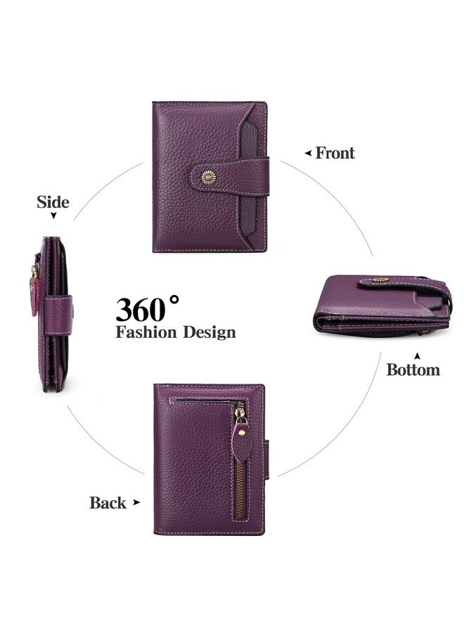 FALAN MULE - Women'S Genuine Leather Rfid Blocking Wallet, Deep Purple, 4.92 X 3.74 X 0.98 In - Image 1