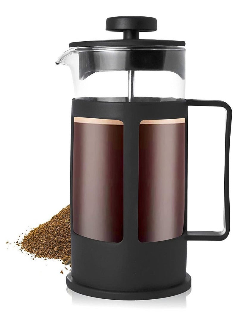 Gonice French Coffee Press And Tea Makers with Premium High Borosilicate Glass Carafe 304 Grade Stainless Steel Durable Plastic Frame 600ml - Image 1