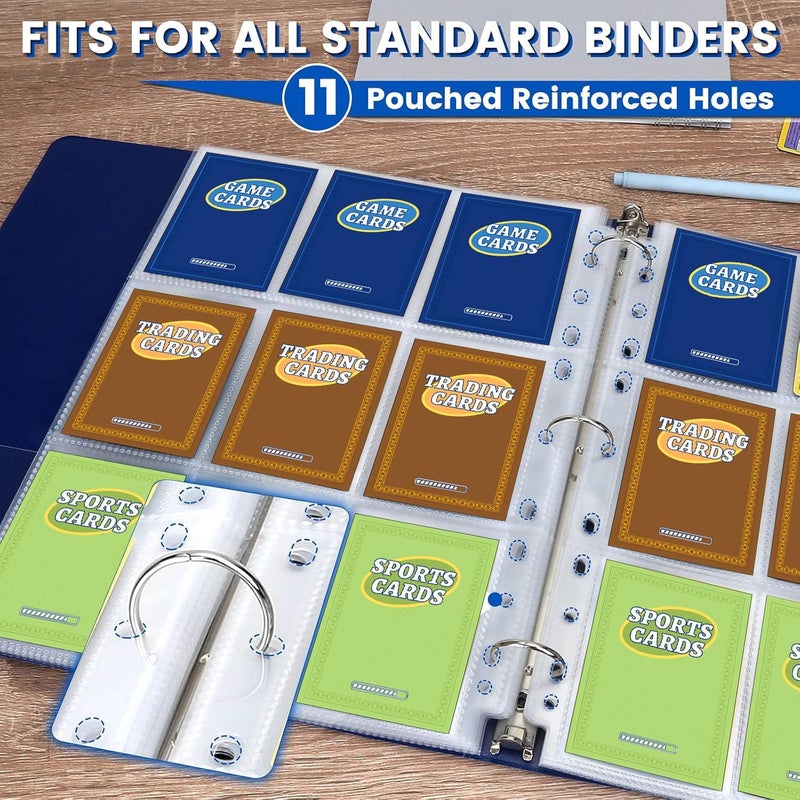 Fabmaker 36pack Trading Card Sleeve, Holds 648 Cards, 9 Pocket Card Sleeves Binder Sheets for 3 Ring Binder, 11 Holes Trading Card Binder Sleeves, Baseball, Game, Business Cards - Image 3