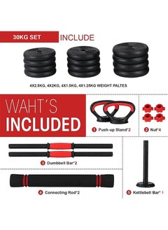 Yalla HomeGym Homegym 30Kg Set Adjustable Dumbbells Barbell 7 In 1 Weights Dumbbells With Connecting Rod  - Image 5