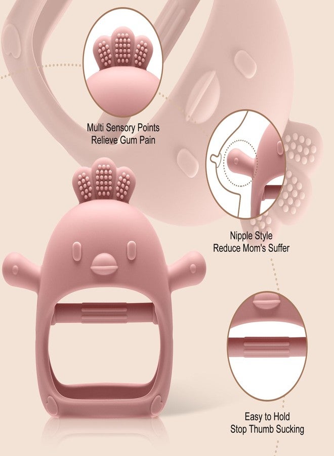 TOHIBEE Baby Teething Toys for 0-6 6-12 Months, Never Drop Infant Teether Teething Mitten Toys for 0 3 6 9 12 Months, Newborn Soothing Teething Toy Gifts for 1 One Year Old Baby Boys Girls (Pink) - Image 2