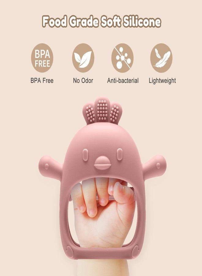 TOHIBEE Baby Teething Toys for 0-6 6-12 Months, Never Drop Infant Teether Teething Mitten Toys for 0 3 6 9 12 Months, Newborn Soothing Teething Toy Gifts for 1 One Year Old Baby Boys Girls (Pink) - Image 4