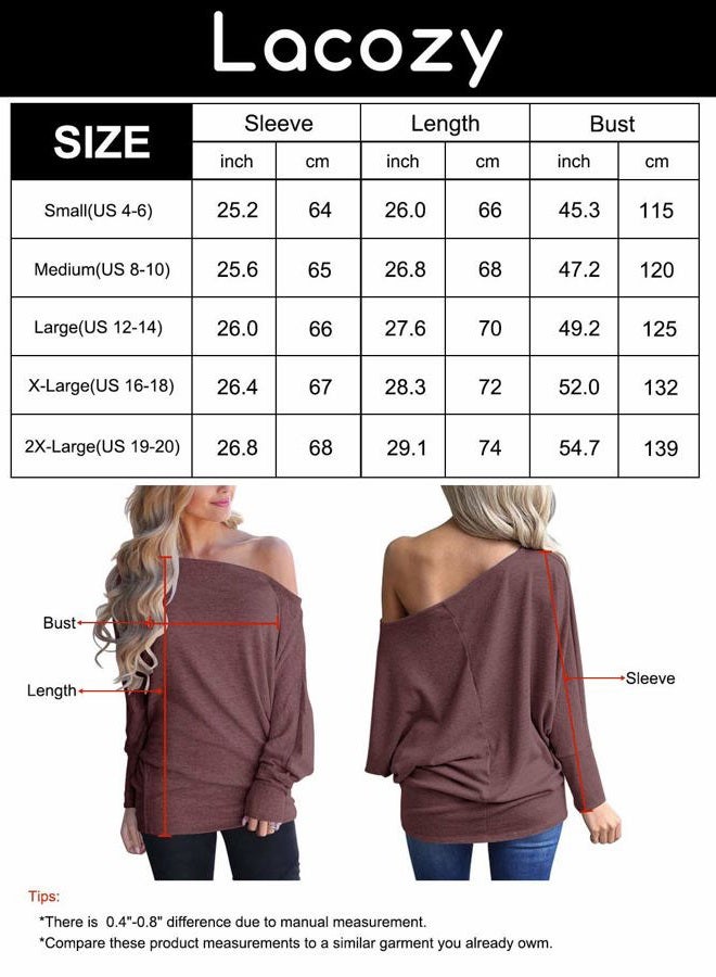 Lacozy Women's Off Shoulder Long Sleeve Oversized Pullover Sweater Knit Jumper Loose Tunic Tops, E-lightgray, M - Image 5