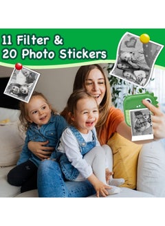 XiuWoo Instant Camera for Children Mini Thermal Printing Camera 32 TF Card Display 2.4 inch 1080P HD Video Photo 48MP Dual Camera 2 rolls included Green Dino  - Image 3