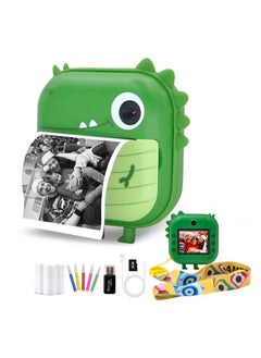 XiuWoo Instant Camera for Children Mini Thermal Printing Camera 32 TF Card Display 2.4 inch 1080P HD Video Photo 48MP Dual Camera 2 rolls included Green Dino  - Image 1