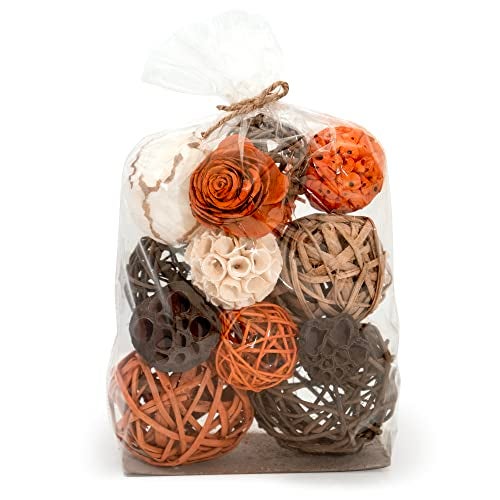 ANDALUCA Large Decorative Vase Filler Bag with Orbs, Balls (Sunset Orange) - Image 1