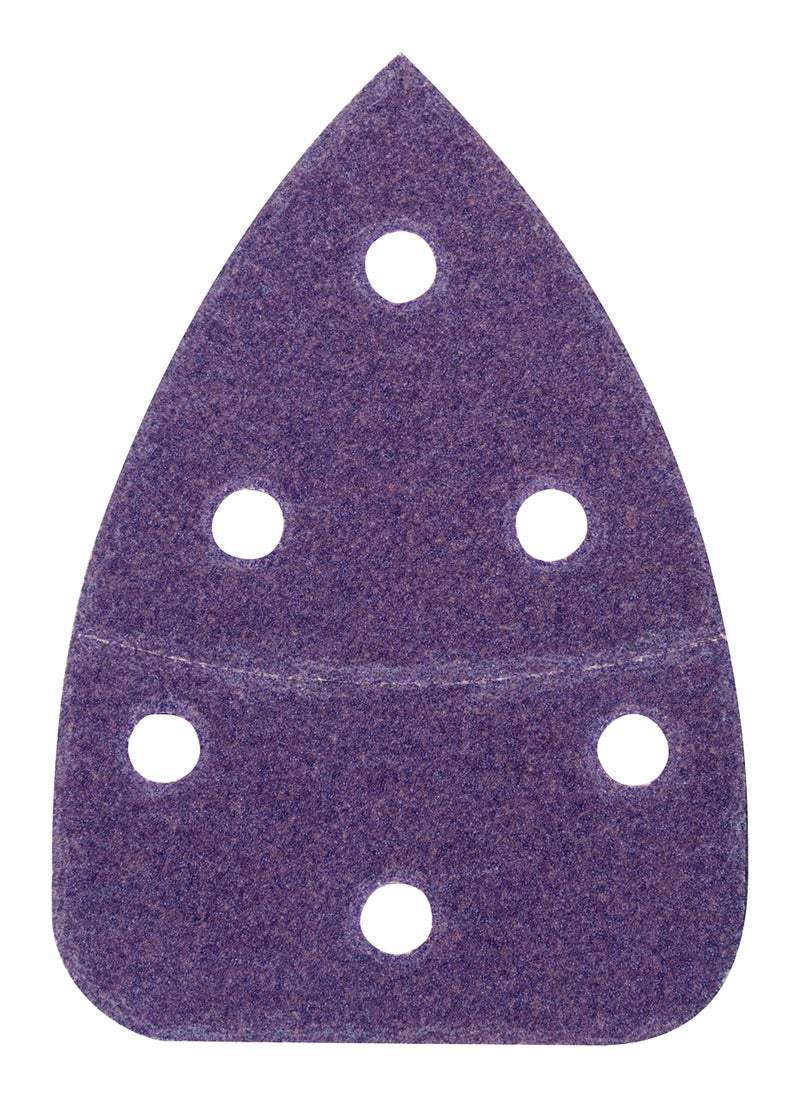 3M Ultra Durable Detail Palm Sander Sanding Sheets, 1/4 Sheet, 6 Hole Pattern, 60 grit, 5 Pack, Purple - Image 5