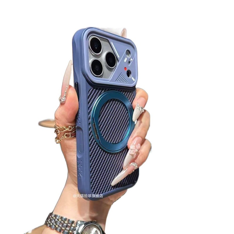 Acrylic MagSafe Case for iPhone 13 with Shockproof and Drop Protection plus Shockproof plus Anti-Fingerprint plus 360° Rotating Magnetic Kickstand in Blue - Image 1