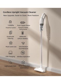 Hihonor Cordless Vacuum Cleaner, Powerful 12000pa Suction Stick Vacuum Cleaner with Long Suction Nozzle Brush and Extended Hose, Lightweight Handheld Vacuum for Pet Hair Hardwood Floor Furniture and Cars  - Image 2