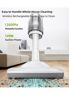 Hihonor Cordless Vacuum Cleaner, Powerful 12000pa Suction Stick Vacuum Cleaner with Long Suction Nozzle Brush and Extended Hose, Lightweight Handheld Vacuum for Pet Hair Hardwood Floor Furniture and Cars  - Image 4
