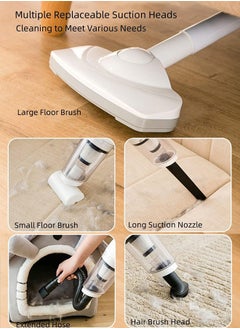 Hihonor Cordless Vacuum Cleaner, Powerful 12000pa Suction Stick Vacuum Cleaner with Long Suction Nozzle Brush and Extended Hose, Lightweight Handheld Vacuum for Pet Hair Hardwood Floor Furniture and Cars  - Image 5