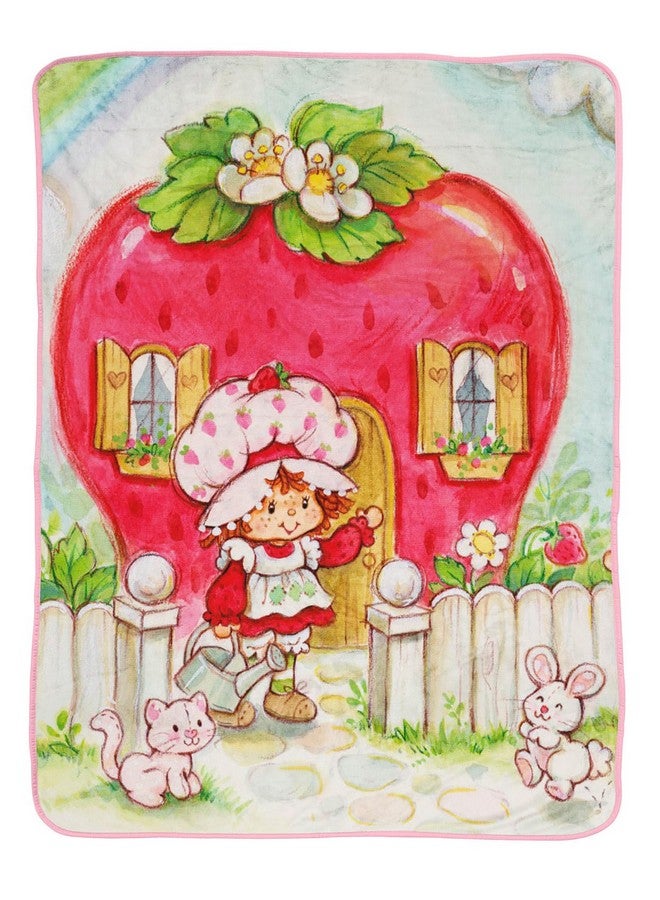 Jay Franco Strawberry Shortcake Berry Playhouse Plush Throw Blanket - Measures 46 x 60 Inches - Kids Super Soft Lightweight Fleece Bedding  - Image 1