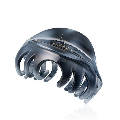 Rosette Large Chic Styling Glass Hair Claw Clip Organic Clamps Indoor Outdoor Hair Grip Hairpins Barrettes for Thick Hair Gray