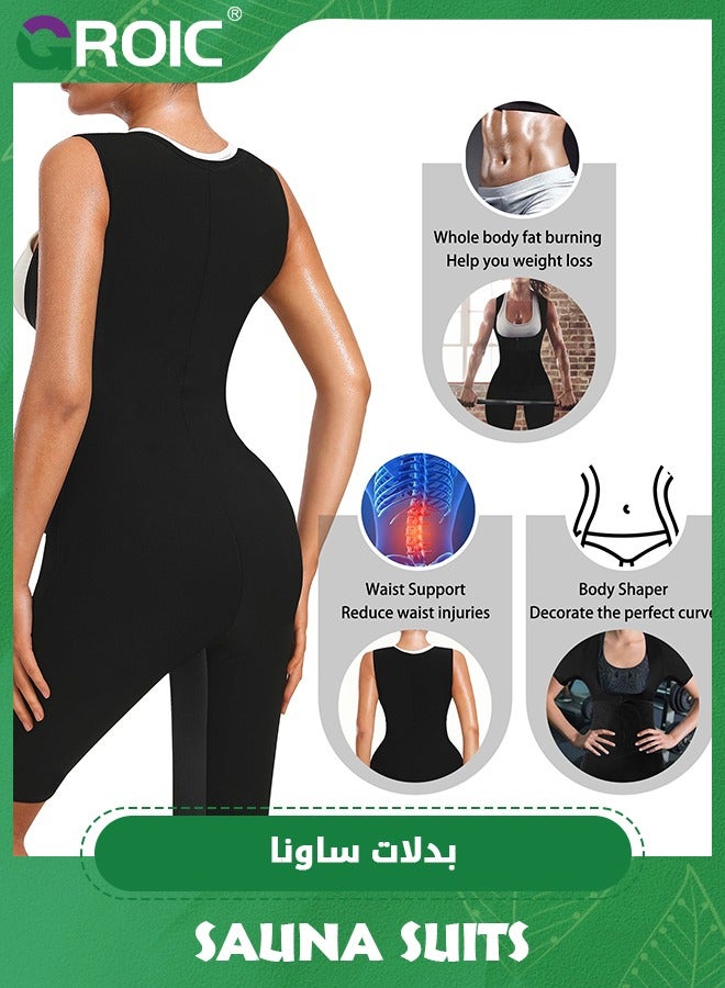 GROIC Sauna Suits for Women, 4 IN 1 Slimming Full Body Sauna Jumpsuit, Full Body Sauna Waist Trainer Vest Workout Sweat Suits Sauna Vest, Adjust Waist, Breathable  - Image 5