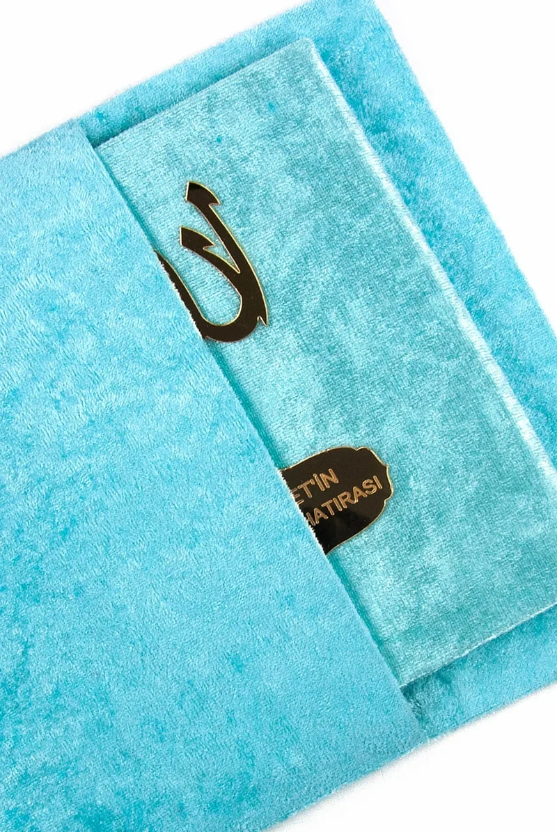 ايهفان Ikhvan 20 Pieces Yasin Book Set with Velvet Fabric Covered Pouch and Rosary - With Personalized Plate - Blue