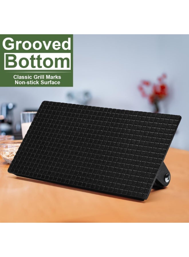 Burger Press, 8.2"X4.3" Rectangle Heavy-Duty Cast Iron Smash Bacon Press Meat Steak with Wood Handle for Griddle, Sandwich, Nonstick Pan - Image 1