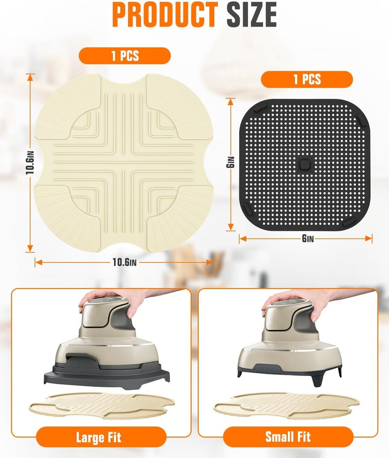 Amoner 2 PCS Air Fryer Trivets Silicone and Splatter Shield for Ninja Crispi,Heat Resistant Mat for Air Fryer for Air Fryer Accessories,for Ninja Combi Accessories Kitchen Air Fryer Trivet (Off White&Black) - Image 2