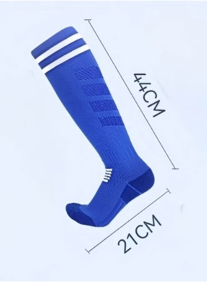 EFUMKE Blue professional premium soccer socks, non-slip over-the-knee socks with non-slip pads, suitable for soccer, basketball and other sports. (Adult size: 44cm high, 21cm wide) - Image 2