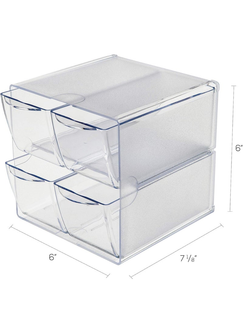 Deflecto Deflecto Stackable Cube Organizer Desk and Craft Organizer 4 Drawers Clear Removable Drawers and Dividers 6W x 6H x 7 18D 350301CR  - Image 2