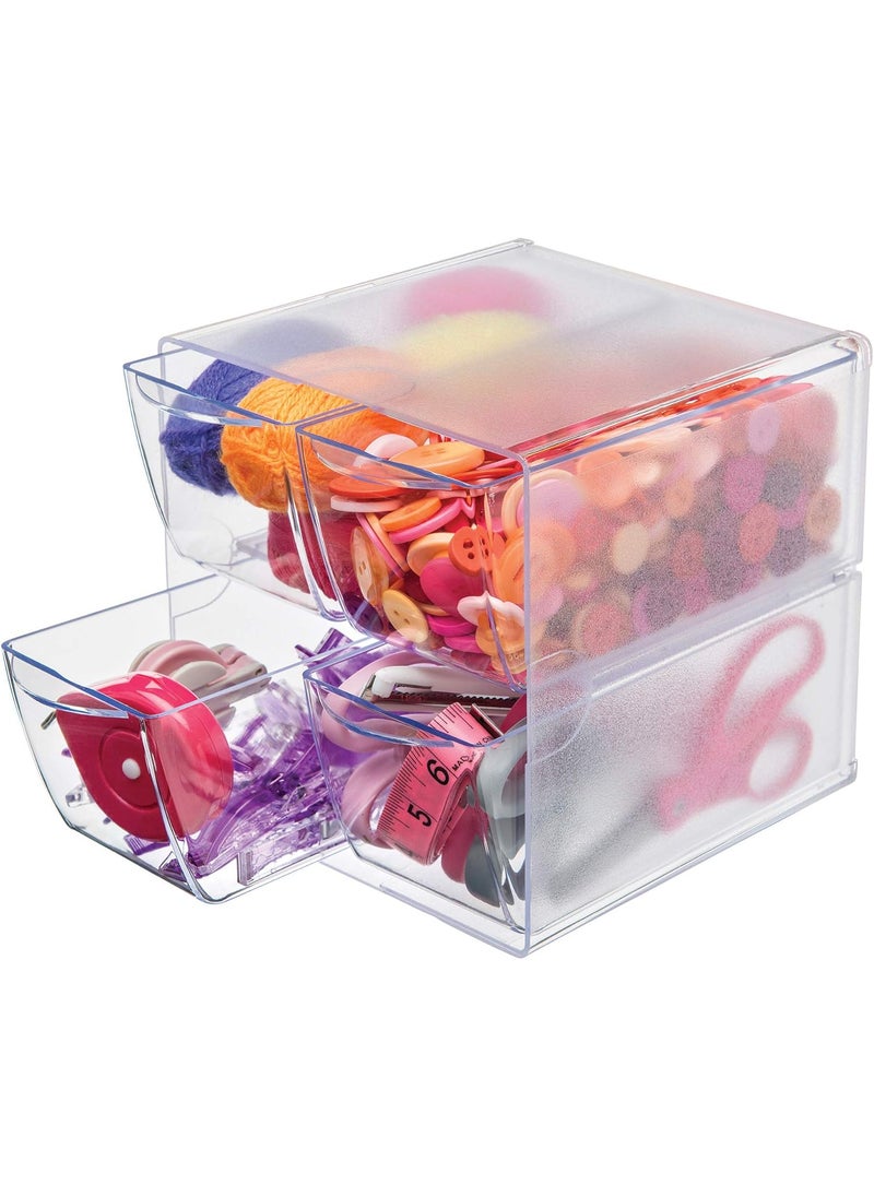 Deflecto Deflecto Stackable Cube Organizer Desk and Craft Organizer 4 Drawers Clear Removable Drawers and Dividers 6W x 6H x 7 18D 350301CR  - Image 3