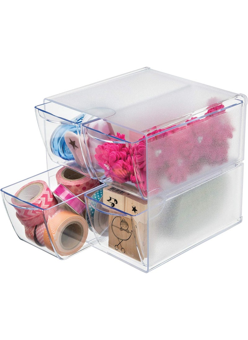 Deflecto Deflecto Stackable Cube Organizer Desk and Craft Organizer 4 Drawers Clear Removable Drawers and Dividers 6W x 6H x 7 18D 350301CR  - Image 1