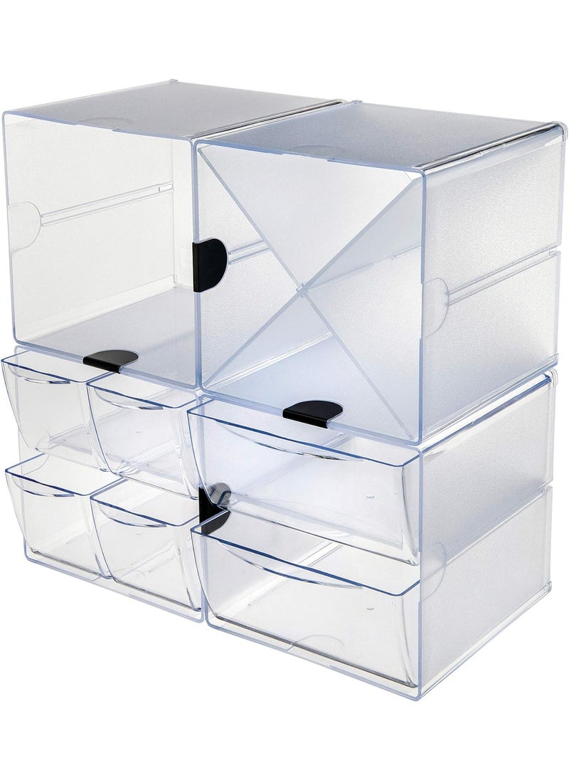 Deflecto Deflecto Stackable Cube Organizer Desk and Craft Organizer 4 Drawers Clear Removable Drawers and Dividers 6W x 6H x 7 18D 350301CR  - Image 5