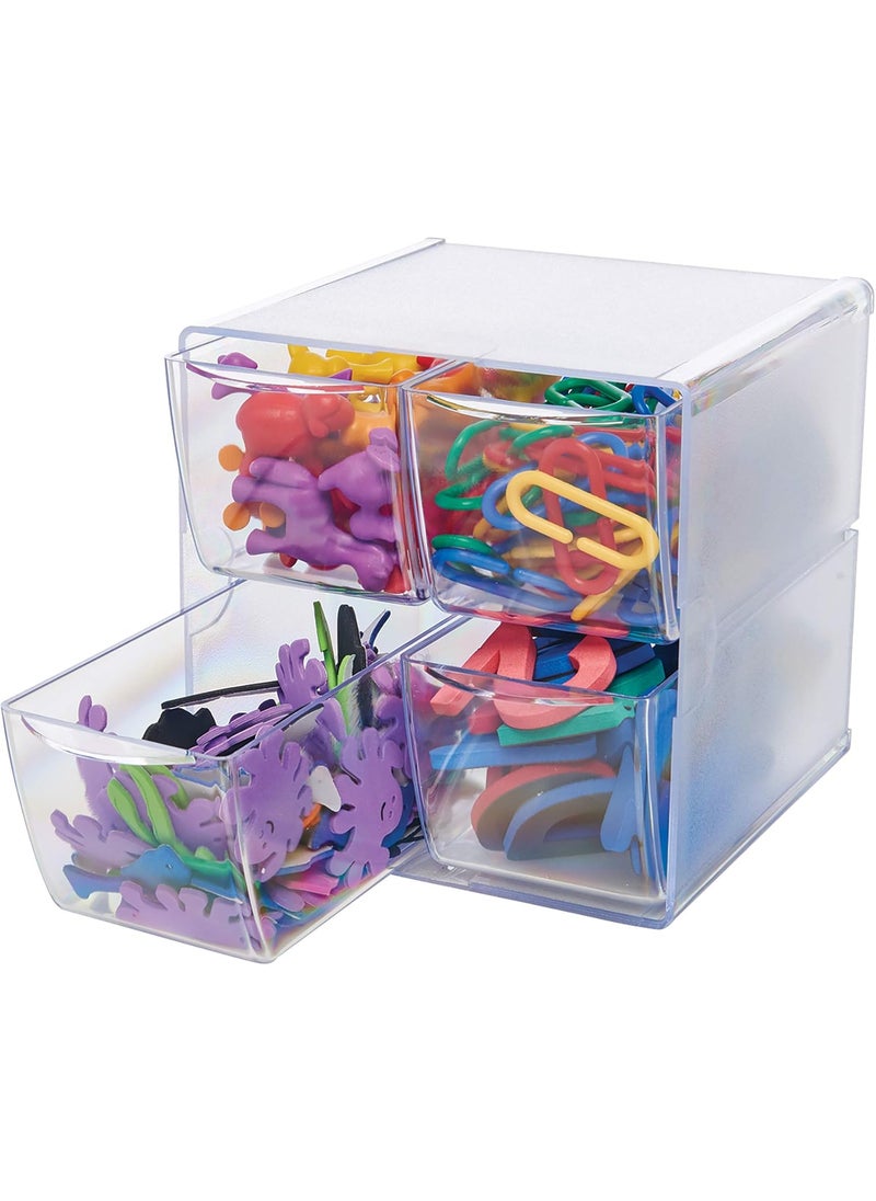 Deflecto Deflecto Stackable Cube Organizer Desk and Craft Organizer 4 Drawers Clear Removable Drawers and Dividers 6W x 6H x 7 18D 350301CR  - Image 4