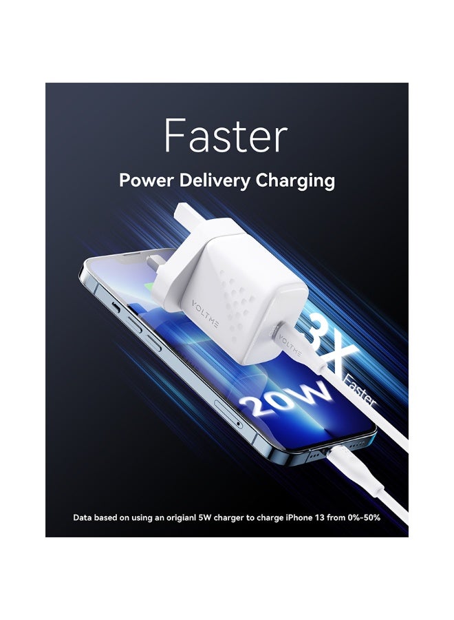 فولتمي شاحن جداري ڤولت مي ريفو لايت بمنفذ USB-C مع سلك USB-C إلى USB-C وبقوة 30 واط - أبيض - Image 3